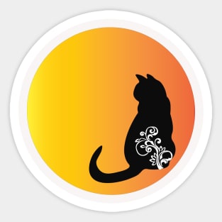 Halloween cat watching sun set Sticker